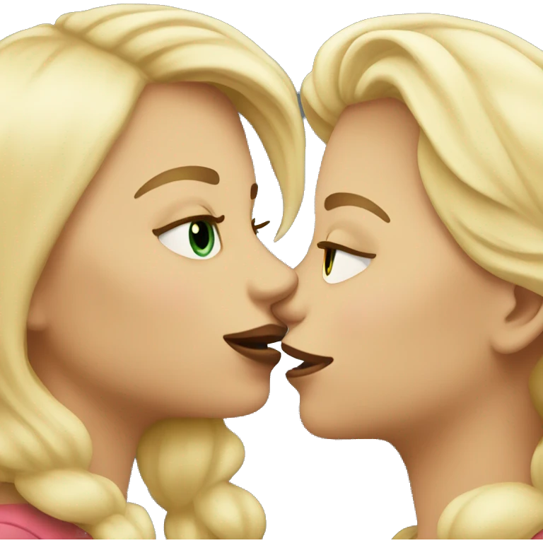 Two blond lesbian girls kissed  emoji