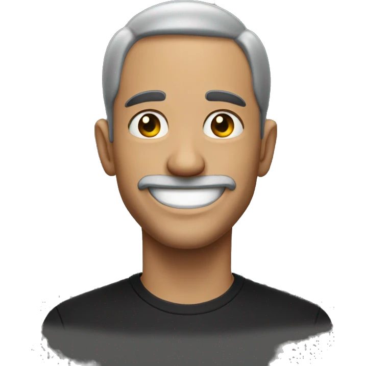 smiling man in black shirt no background from head to waste emoji