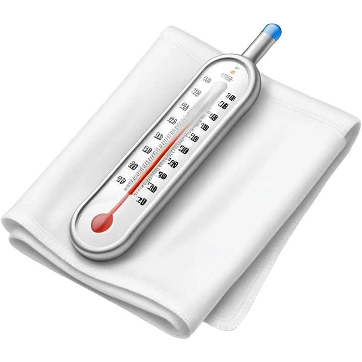 digital thermometer resting on top of folded clean gauze pad emoji