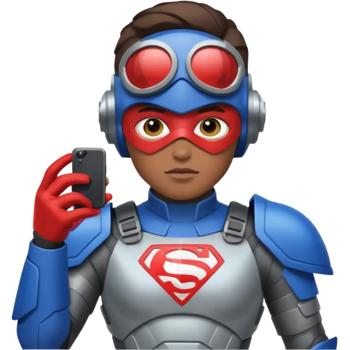 Un photographe high tech du futur, avec du matériel, une armure de terrain à la super héro. emoji