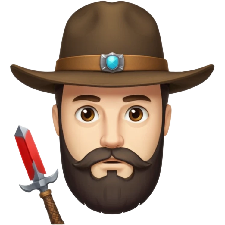 a western earl with full beard, wearing hat, having blade emoji