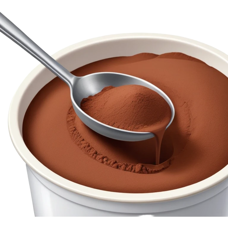 Nesquik chocolate powder being scooped with a spoon from its container emoji