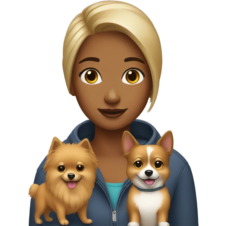 A girl with a pomeranian emoji