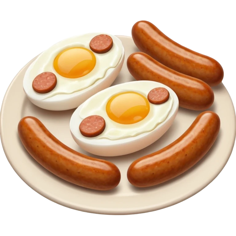 Two boiled eggs and two breakfast sausage restaurant style emoji