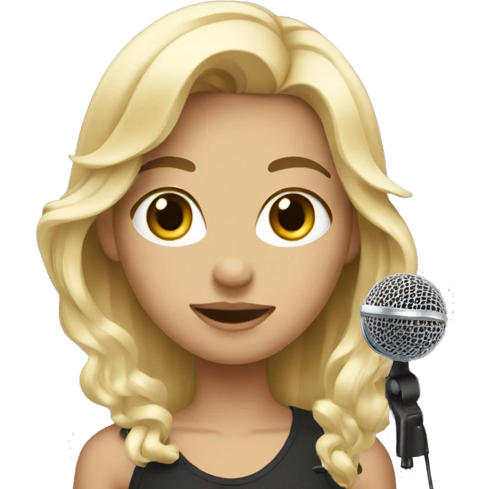 blonde girl with microphone emoji