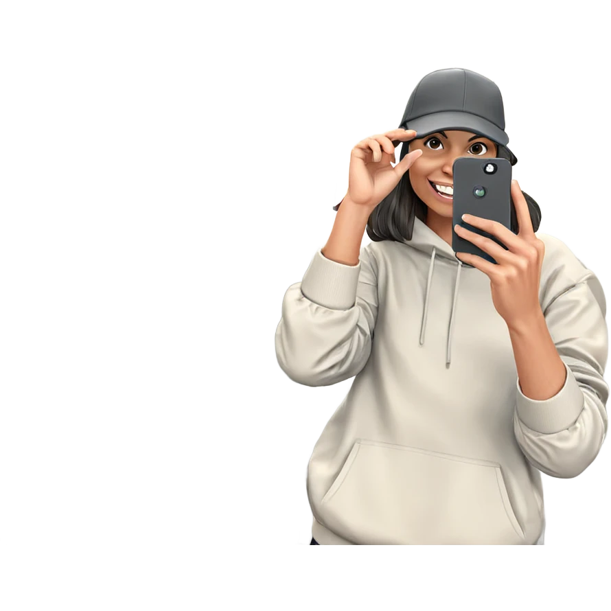 smiling girl taking selfie emoji