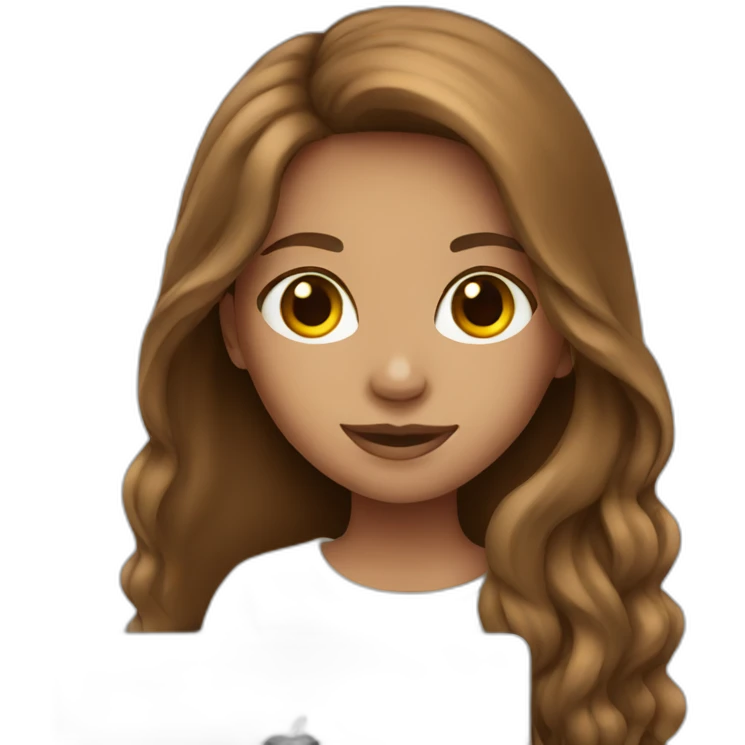 girl with brown long hair with macbook emoji