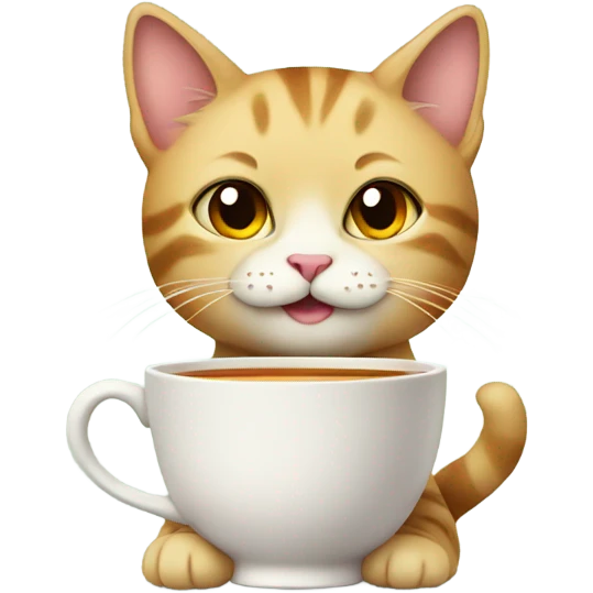 Cute cat with cup of tea emoji