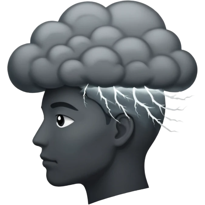 silhouette of a head with a storm cloud inside emoji