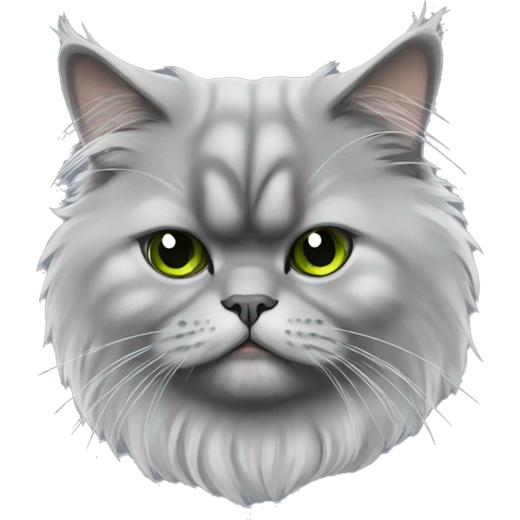 grey persian cat with weed emoji