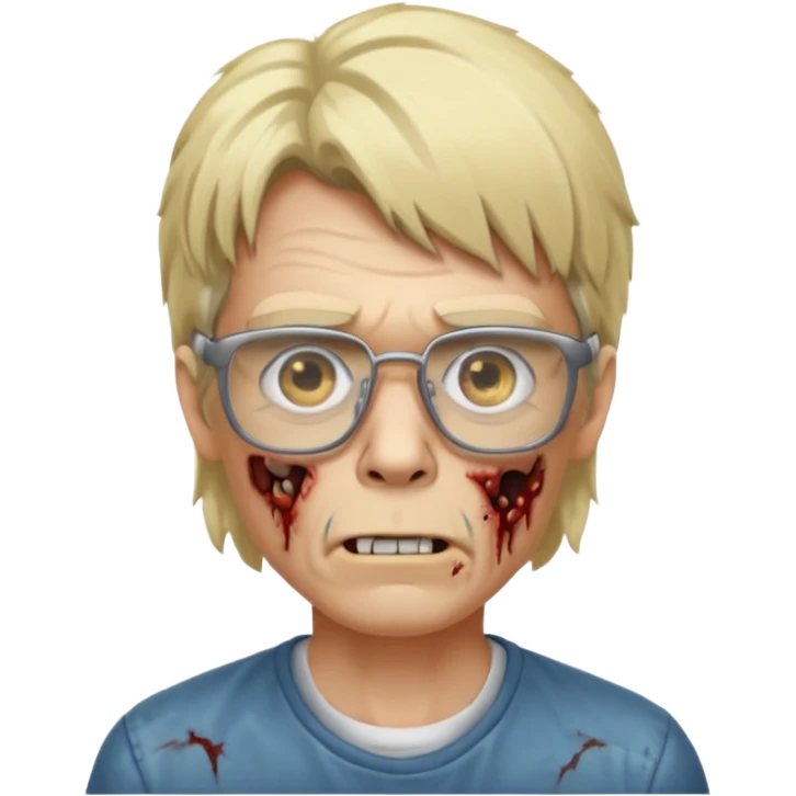 a zombie with glasses and short blonde hair like a mullet emoji