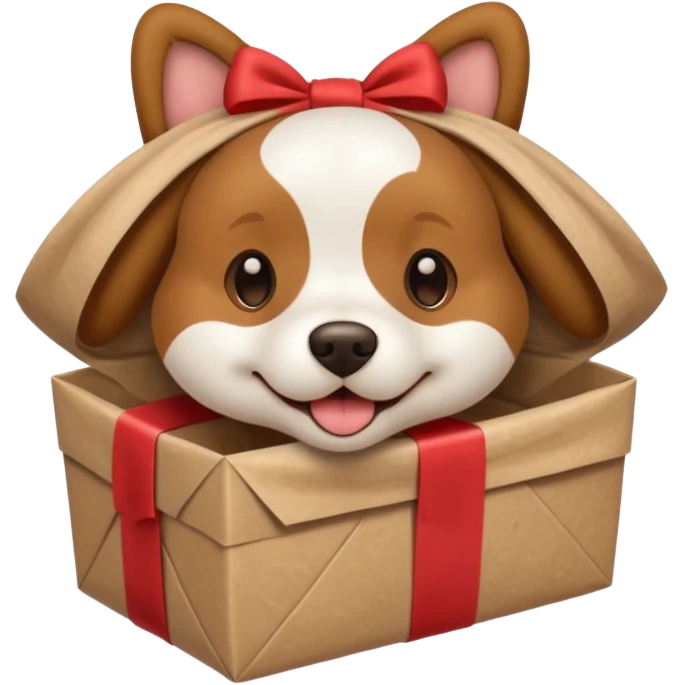 Dog in wrapped paper new yaer emoji
