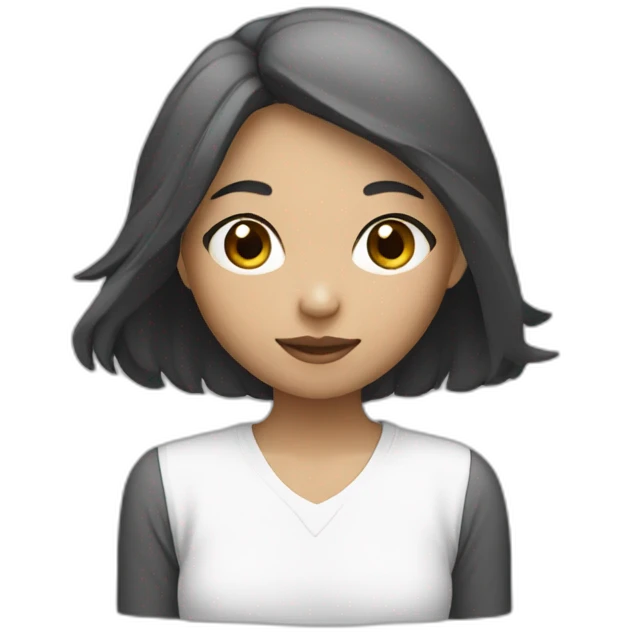 black and white emoji of an asian girl emoji