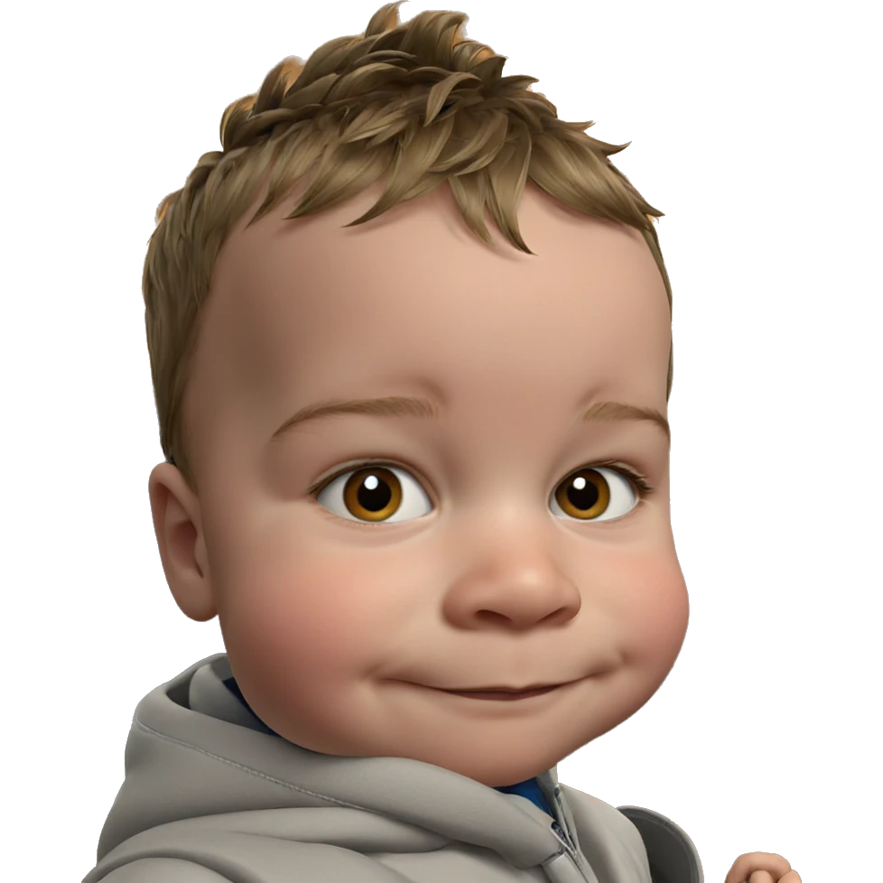 smiling boy gazing at viewer emoji