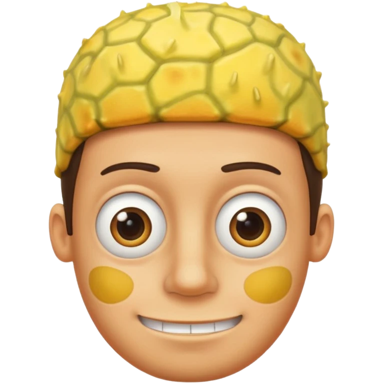 garoto com rosto oval e levemente definido que é metade bob esponja emoji