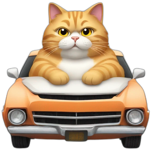 Fast and Furious fluffy fat cat in a car emoji