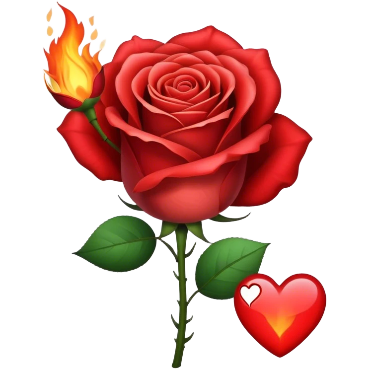 a burning rose with a heart shape emoji