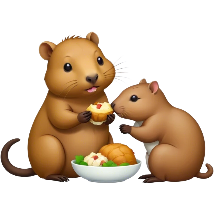Capybara eating  a cat  emoji
