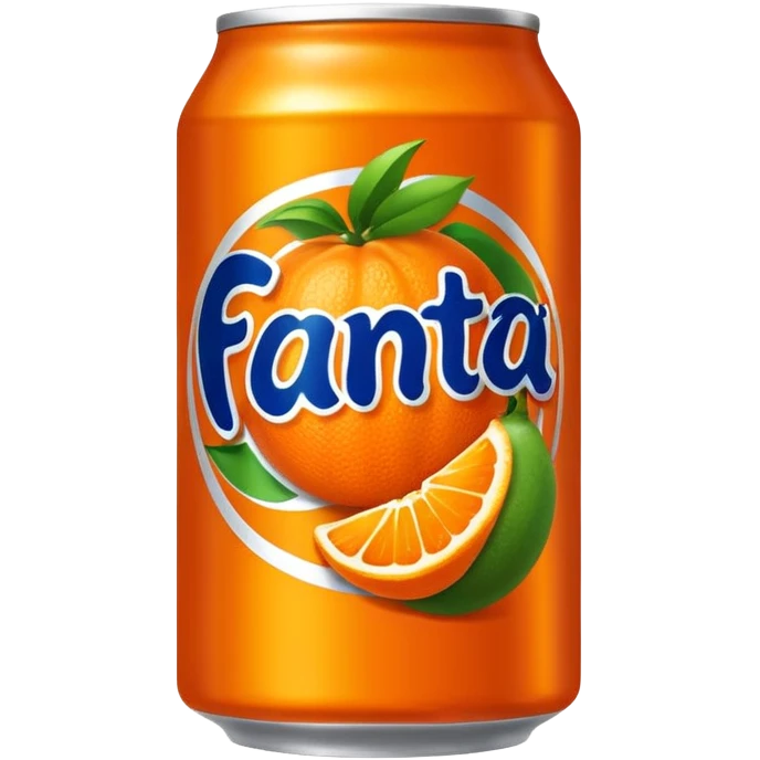 Draw a bright orange Fanta can with the bold logo & fruit graphics. emoji