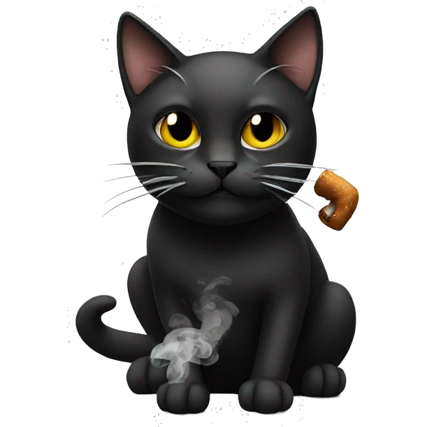 Black cat smoking emoji