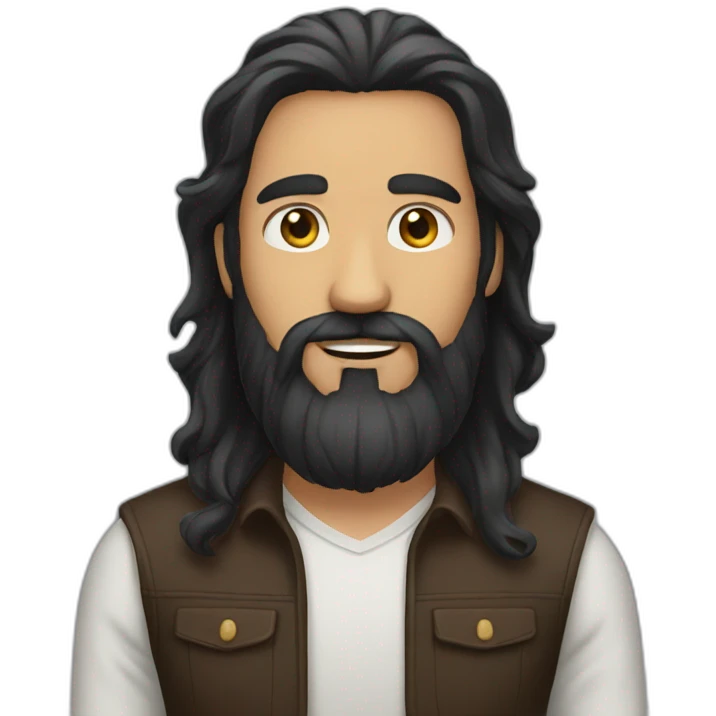 man with dark long hair and beard emoji