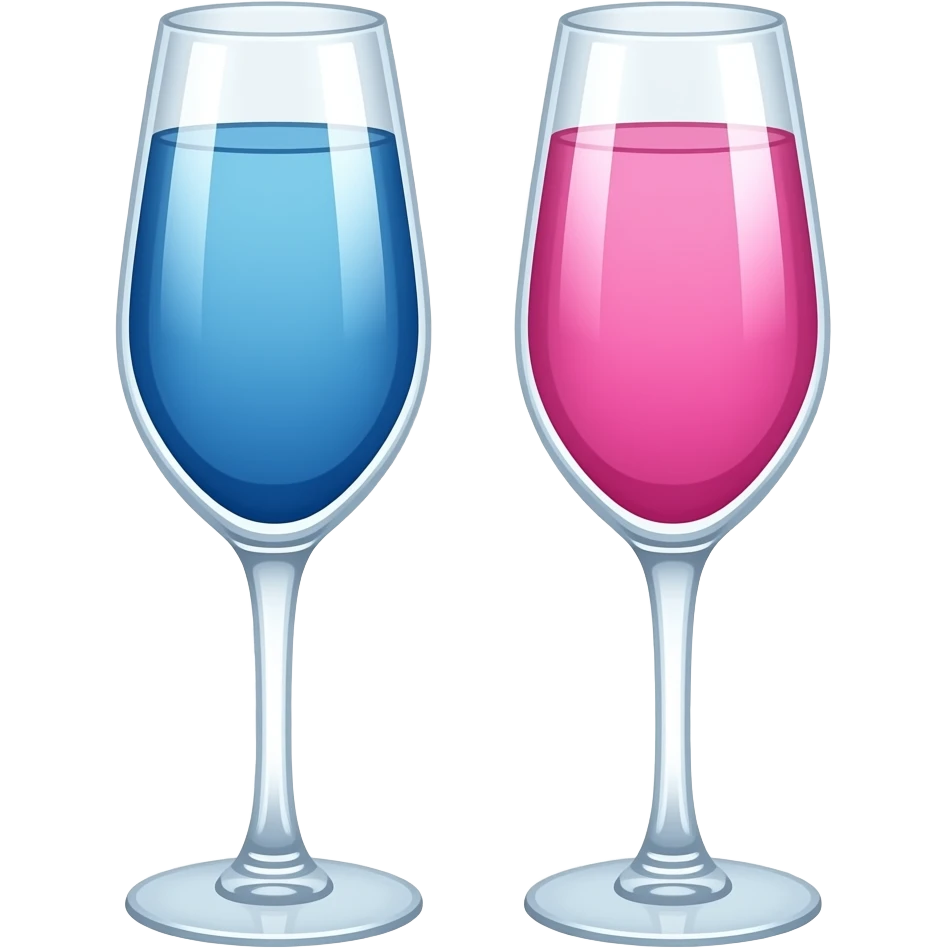 blue pink   Champagne glasses  , transparent background inspired by barbie colour pallete emoji