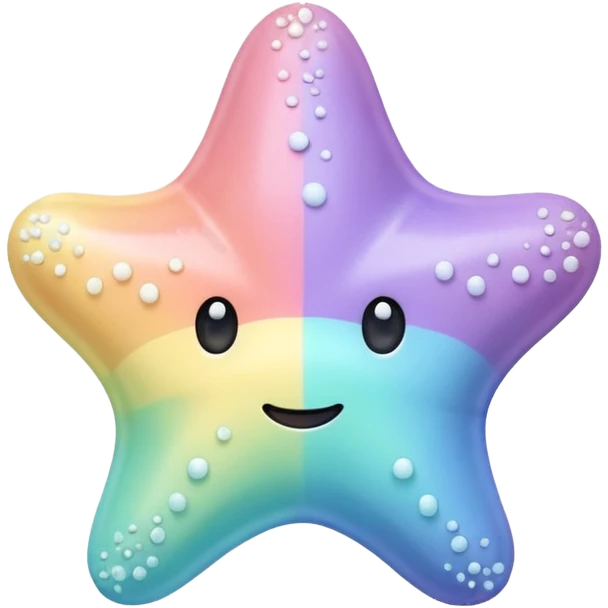 sea star, gentle pastel rainbow, light sugar dusting, adorable minimalist face, 3D, elegant and clean emoji
