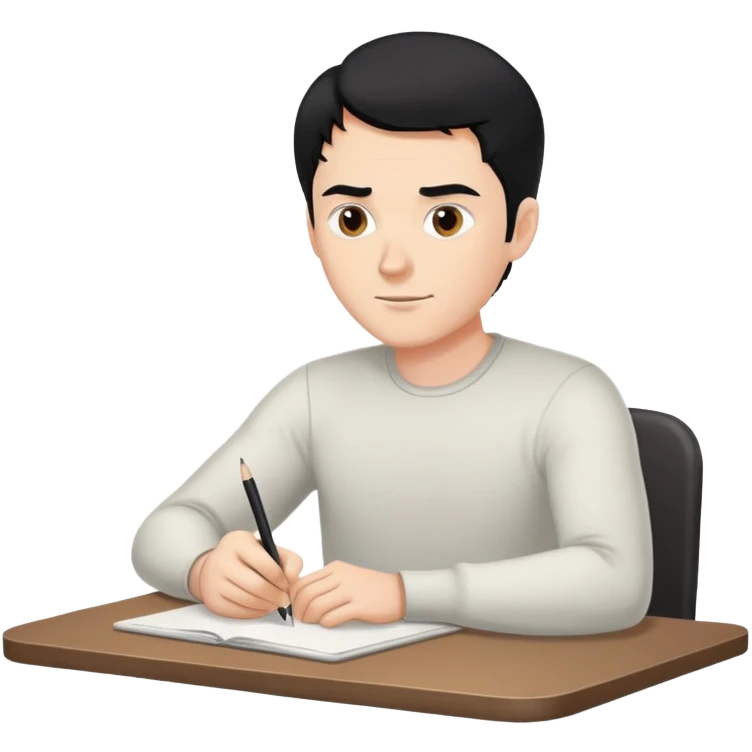 white man with black hair drawing at a table emoji
