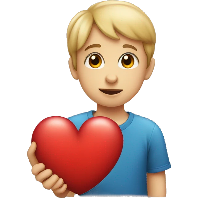 Autistic child holding a heart emoji