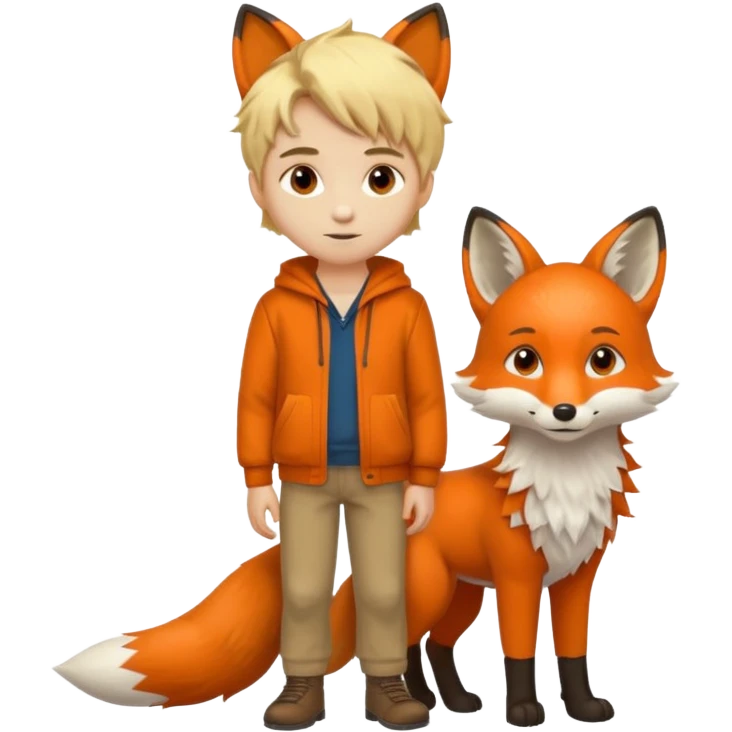 Pequeno Príncipe de corpo inteiro e a raposa emoji