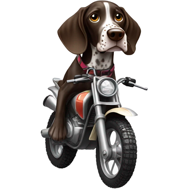 German shorthair pointer on a dirt bike emoji