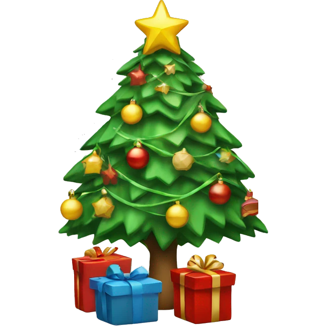christmas tree with presents under emoji