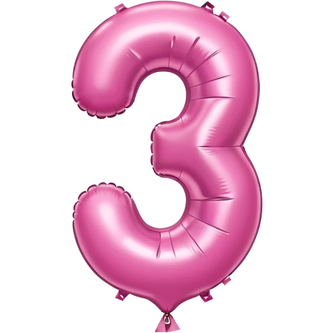 pink balloon shaped as the number 3 emoji