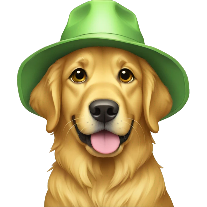 golden retriever with yellow bucket hat emoji
