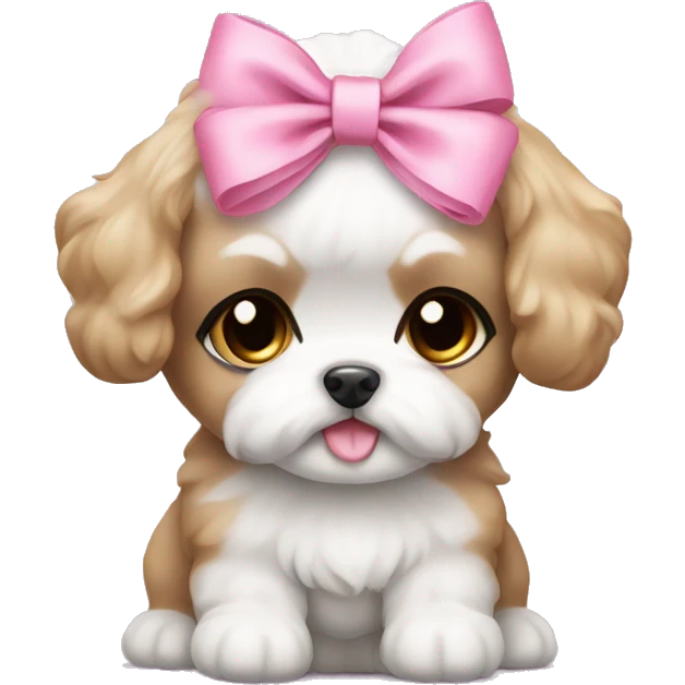 Shichon puppy pink head bow emoji