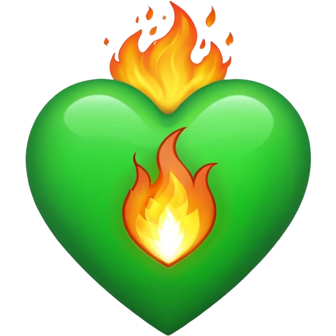 green heart with fire effect emoji