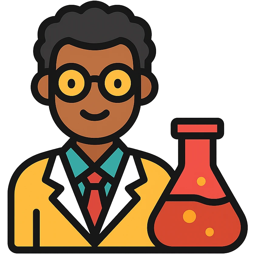 color outline icon of a black scientist emoji