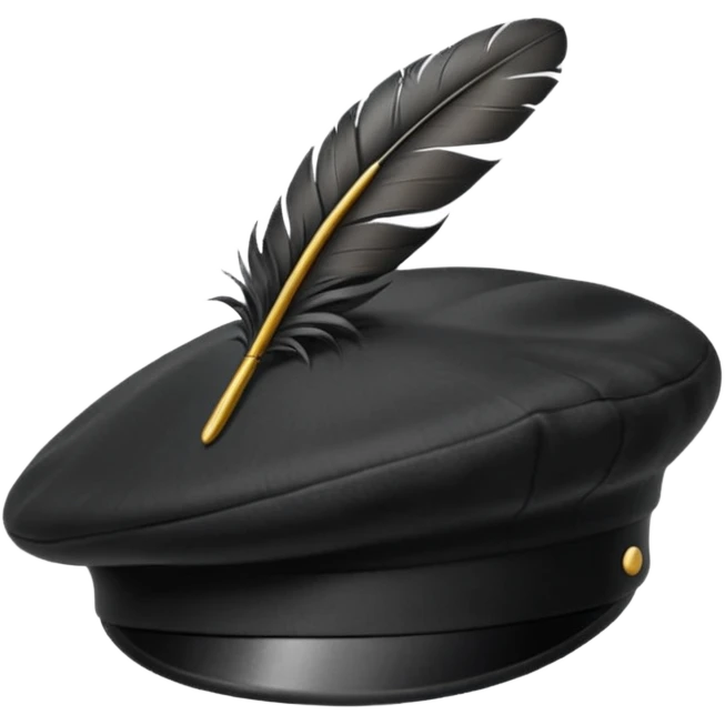 black beret with a small feather emoji
