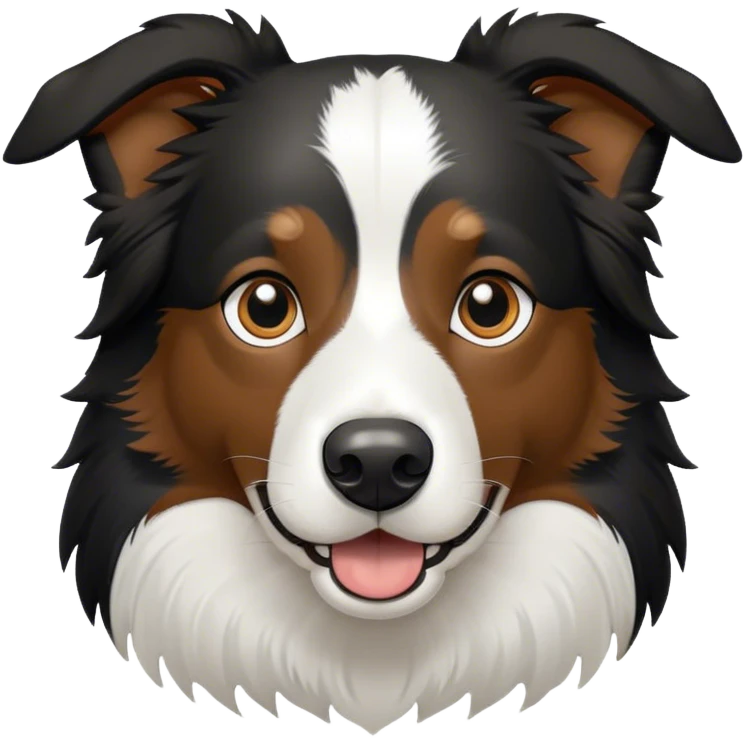 Border Collie schwarz weiß mit geklappte Ohren und braunen Augen  emoji