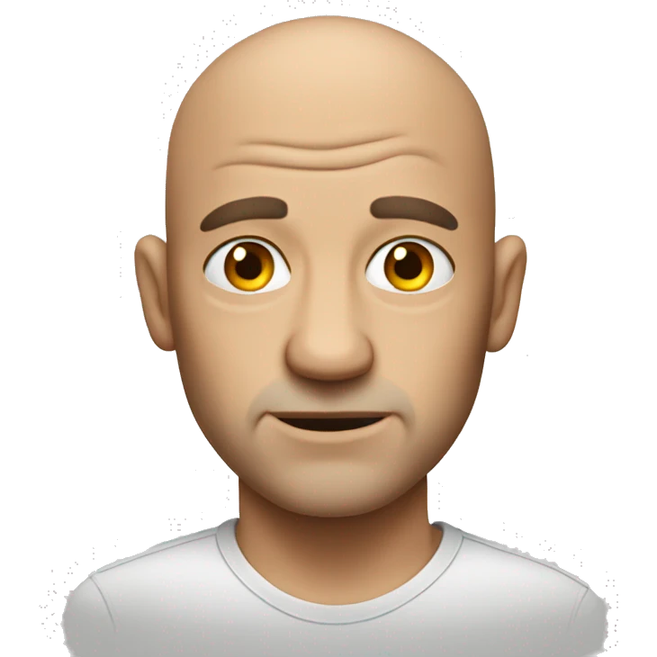 Wrinkly bald men with sweat emoji