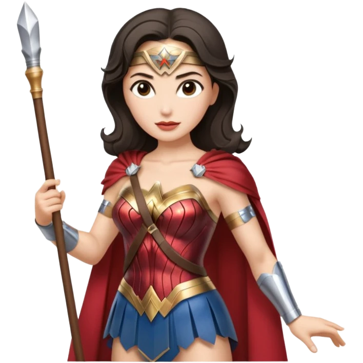 Wonder Woman holding white orchestra conductor’s baton emoji