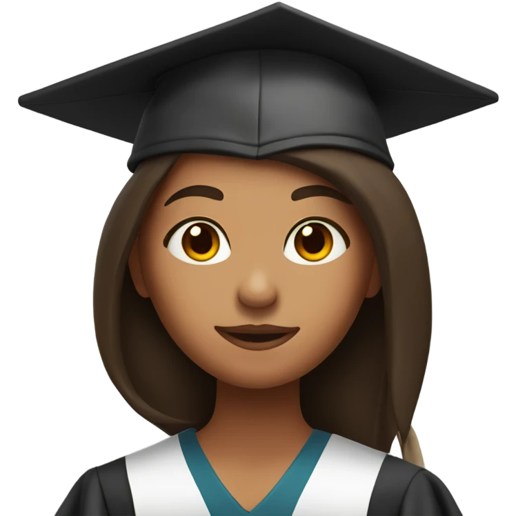 Tan skin girl with long dark brown hair in graduation cap emoji