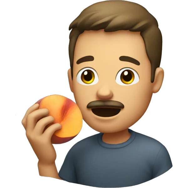 Man eating large peach emoji