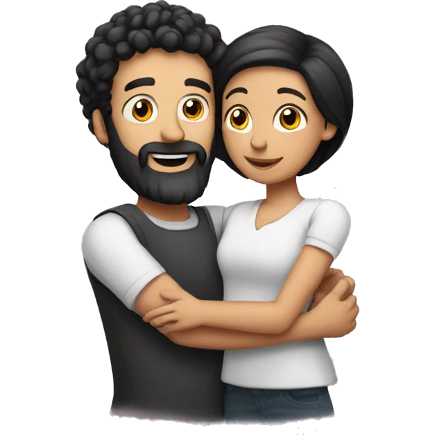 family red bearded man bald and a girl with black hair hugging emoji