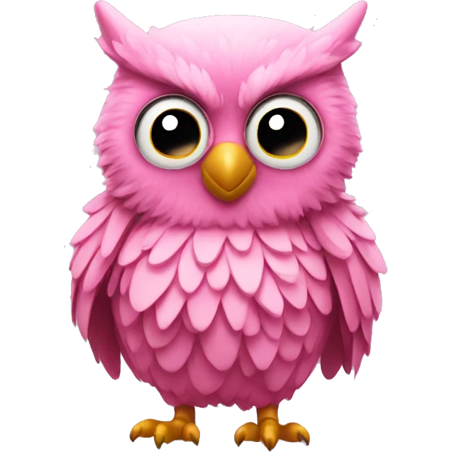  Pink owl with ruffled feathers and mad emoji