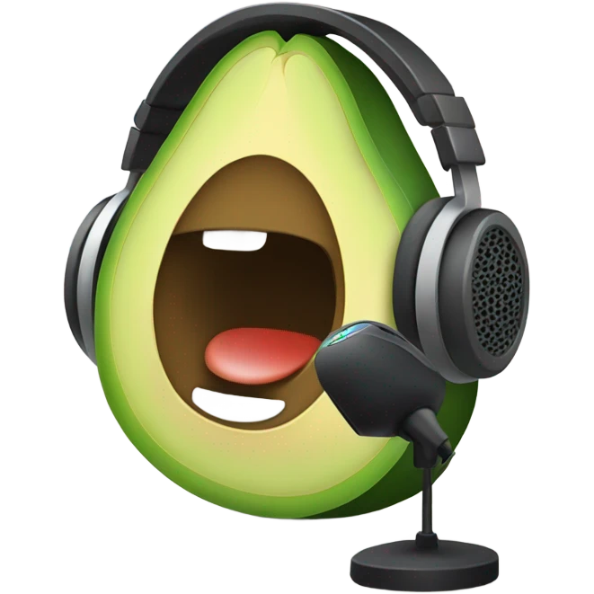 avocado recording with headphones and microphone emoji