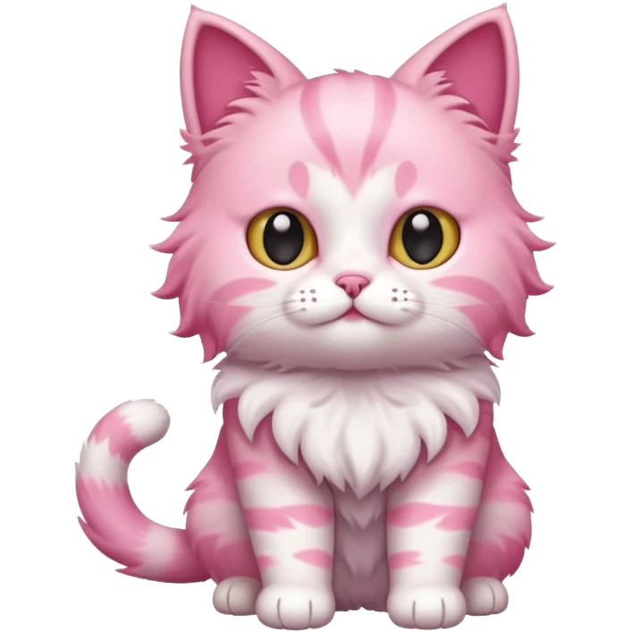 cute pink cat, full body emoji