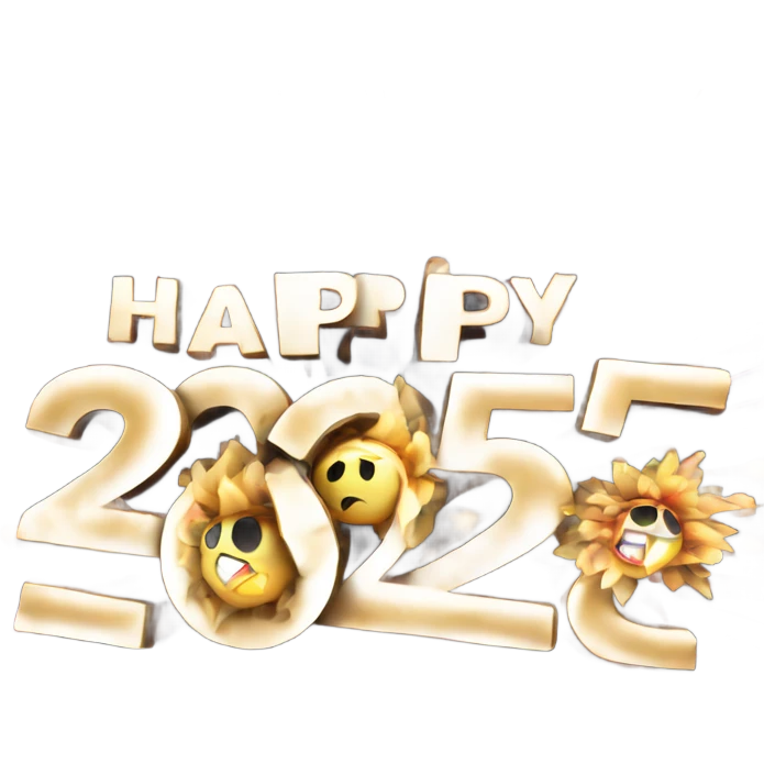 Fireworks with this text : happy New year 2025 emoji