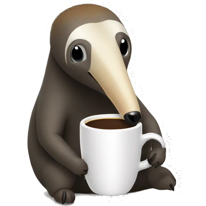 Anteater drinking cup of coffee emoji