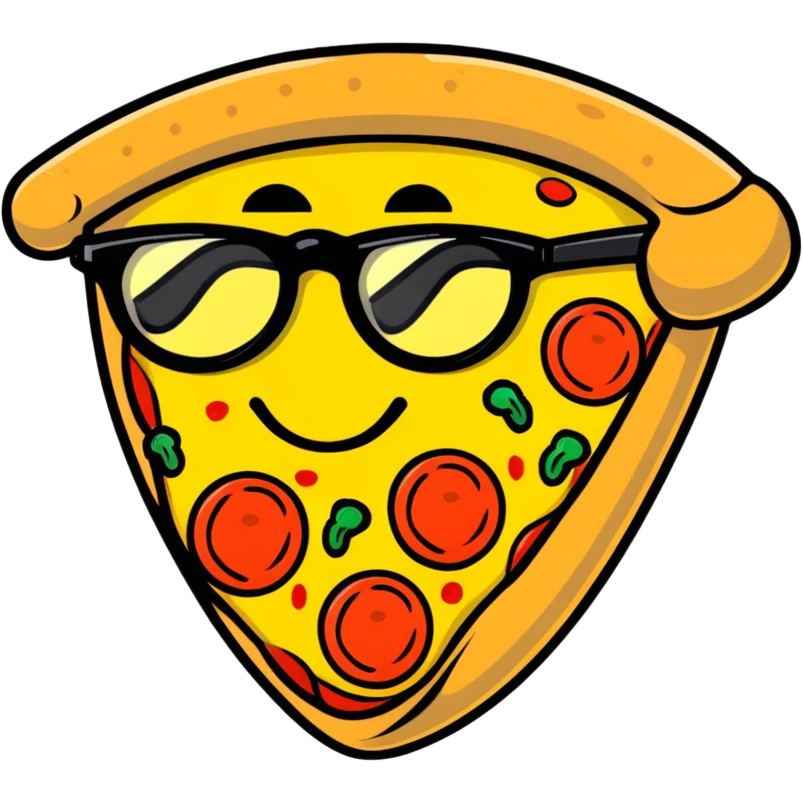 pizza caricature with large funny glasses emoji